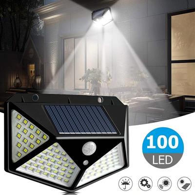 Solar 100 LED Waterproof Street Light Yard Staircase Garden Wall Light Decoration