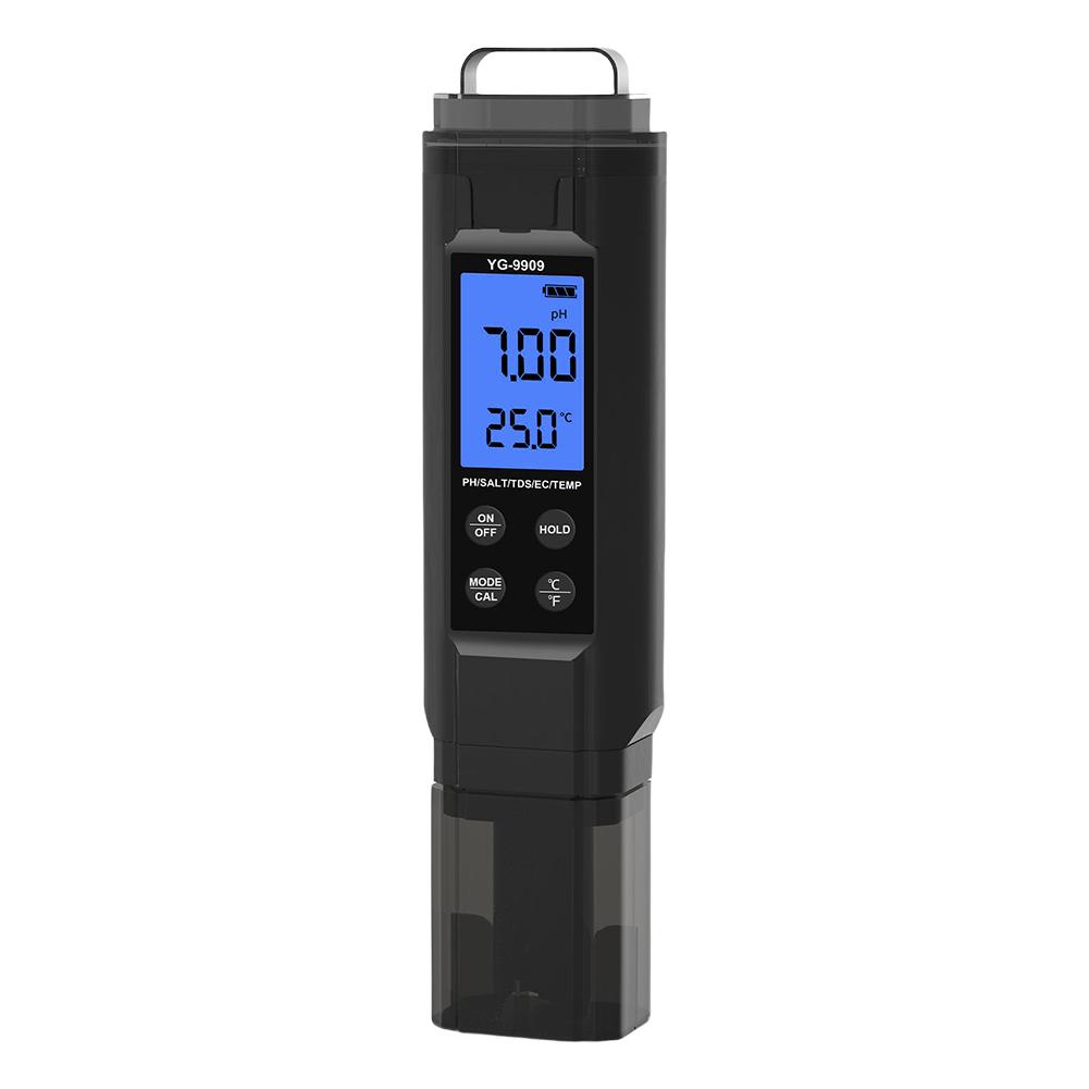 5-in-1 Digitaler Wasserqualitätsprüfer TDS/EC/Temperatur/Salinität/PH-Meter für Trinkwasser Hydroponik Aquarien Pools