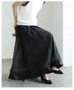 [sawa Á La Mode] Sheer Veil Beautiful Ribbon Tape Hem Organza Flare Skirt Women's Fashion Bottoms Skirt Adult Cute Mode-9929 Free Size Black