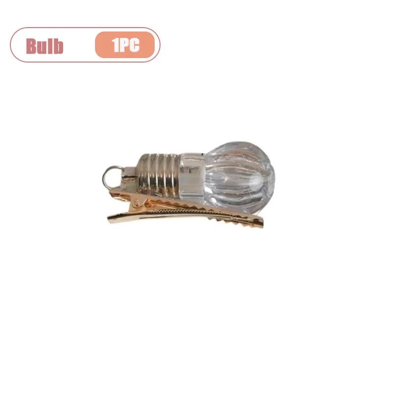 Funny LED Light Bulb Hair Clip Glow-in-the-Dark Hairpin for Women Unique Flashing Bangs Clipper Fun Hair Accessory for Events