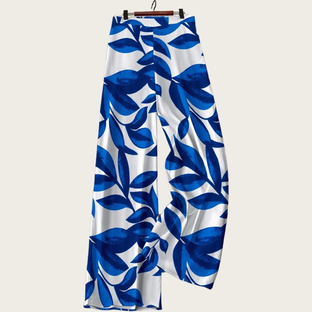 Pantaloni Imprimați cu Talie Înaltă și Croială Largă pentru Femei Mărimi Mari 2025 - Modă Europeană și Americană Transfrontalieră