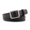 Faux Upscale Womens Leather Belt With Refined Rectangle Silver Buckle In Classic Black And Elegant Colors