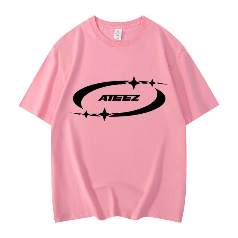 Kpop ATEEZ Tričko s potiskem loga Your Fantasy World Tour Krátký rukáv Pánské Dámské Ležérní Bavlněná Trička Streetwear