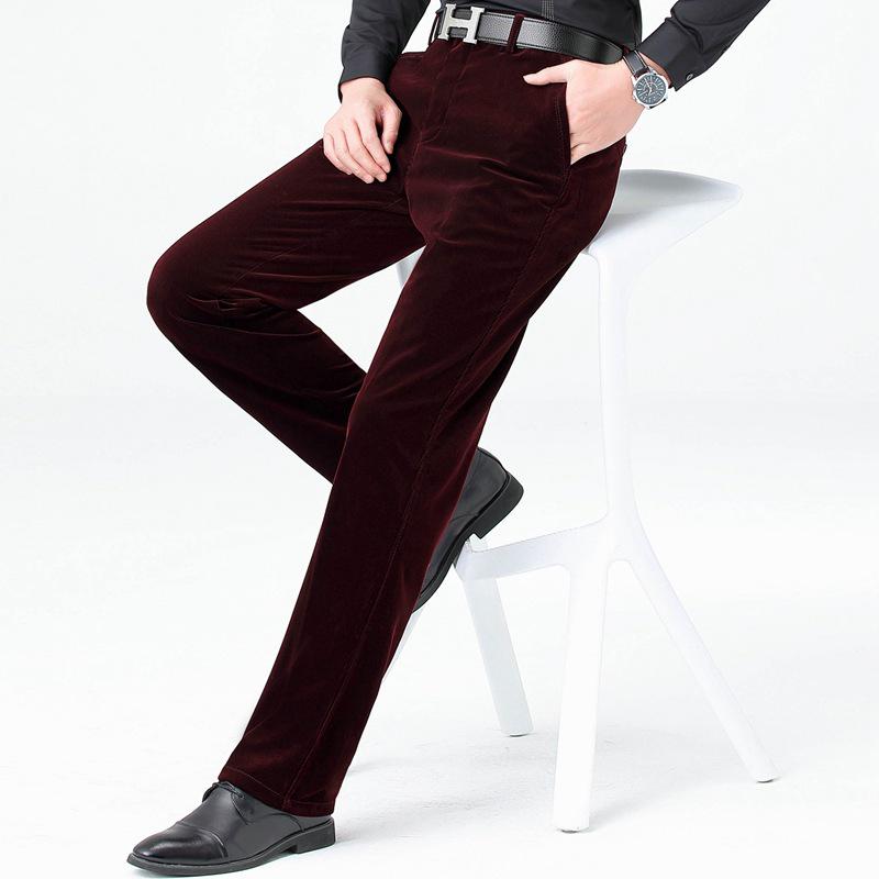 2025 Autumn Men's Corduroy Business Casual Mid-Rise Straight-Leg Pants