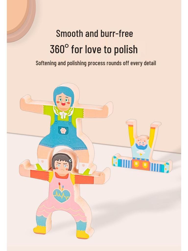 CE CPC Certified Children's Educational Wooden Hercules Balance Blocks: Parent-Child Early Education Stacking Toy.