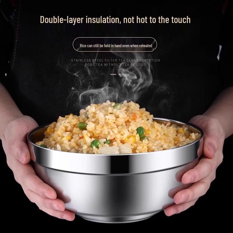 NHZHIW 304 Stainless Steel Double-Layer Bowl