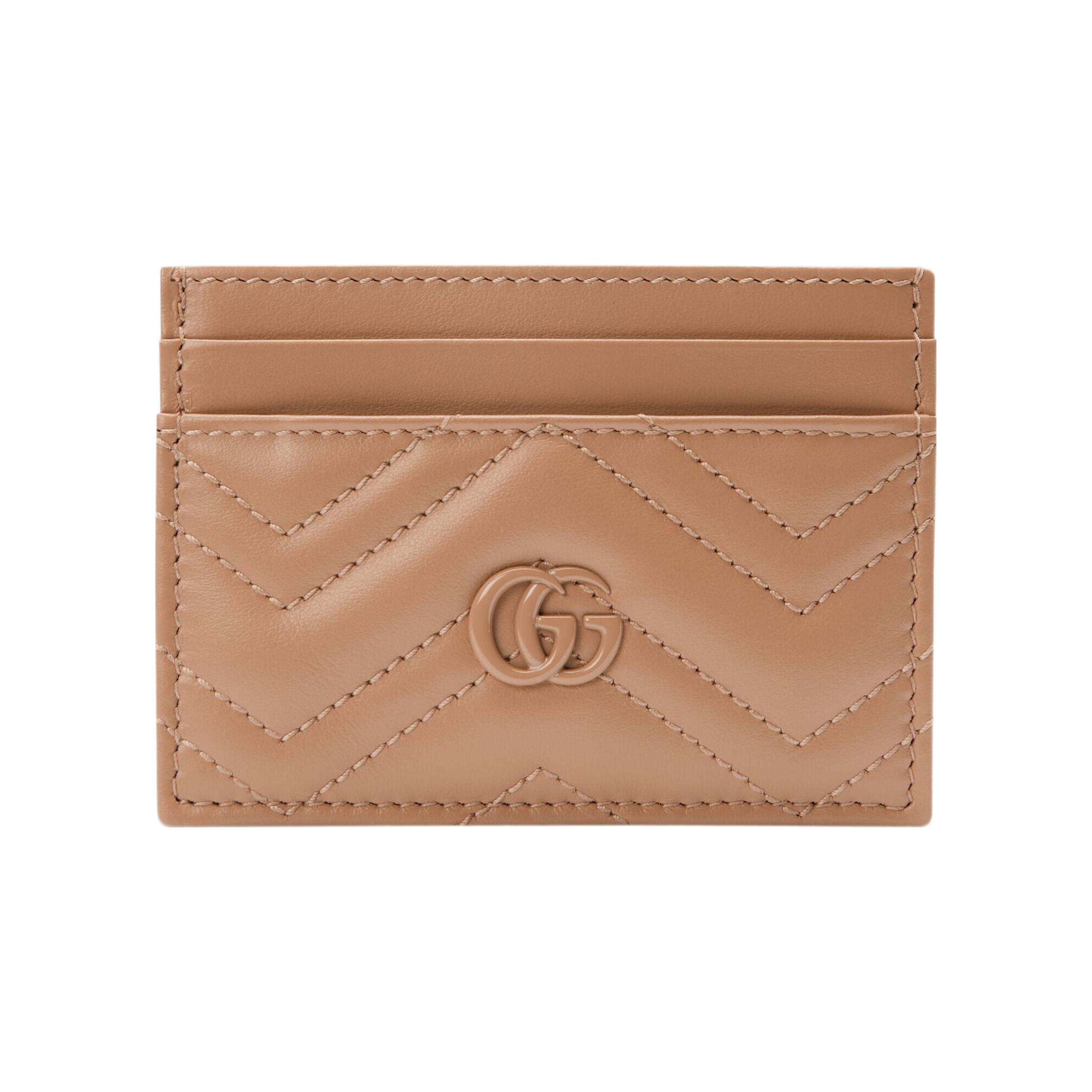 

Gucci GG Marmont Matelassé Leather Card Case In Beige For Unisex Daily Use Basic Set (Bag+Dust Bag)