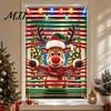 Durable Polyester Window Drapes Christmas Cover Banner with Santa Claus and Elk Patterns, Xmas Blackout Curtains for Peeking Ornament, Wall