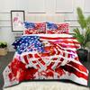 Independence Day Red, White, and Blue Flag Totem Eagle Feather Silk Cotton Quilt and Duvet Cover Three-piece Set
