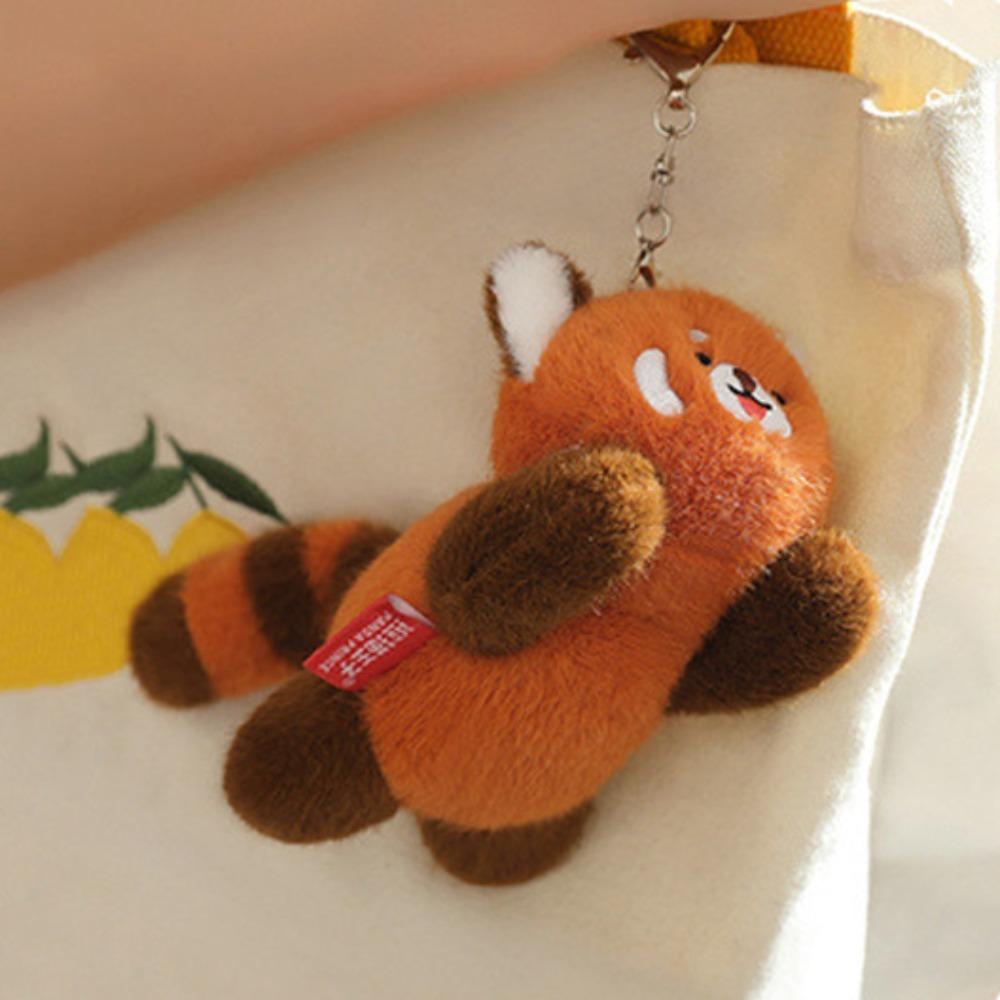 Rotating Tail Panda Doll Pendant Animal Raccoon Plush Keyring Panda Plush Keychain  Best Gifts