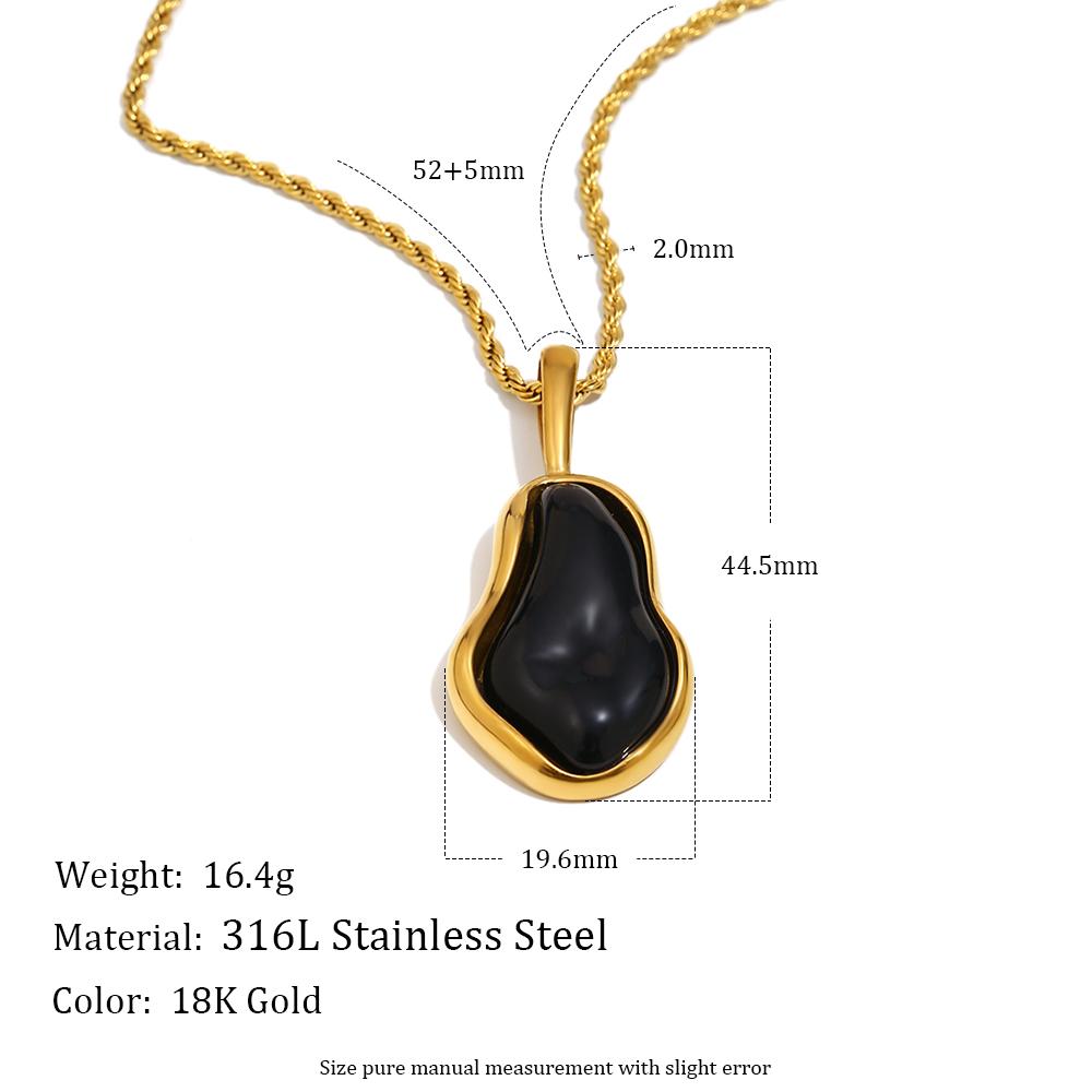 

MamacitaSlay 316L Stainless Steel Resin Irregular Pendant Necklace 18K Gold Plated Waterproof Jewelry Women s Unique Necklace 57cm чёрный