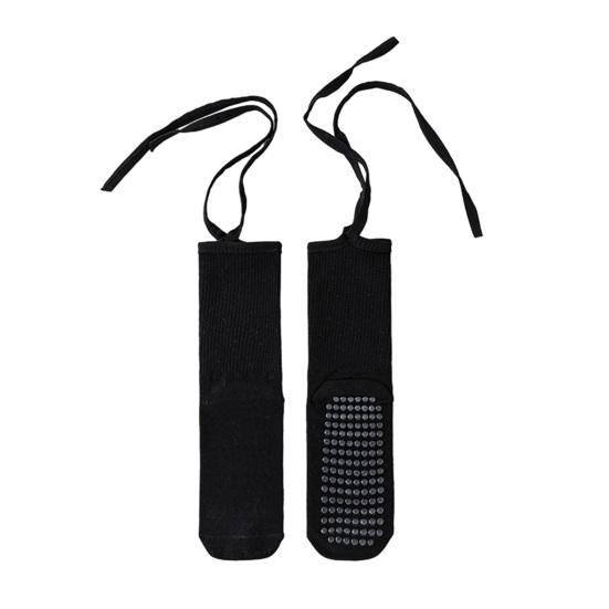 1 Pair Yoga Socks Pure Color Lace-up Elastic Compression Support Yoga Fitness Dance Socks with Silicone Anti-Slip Soles