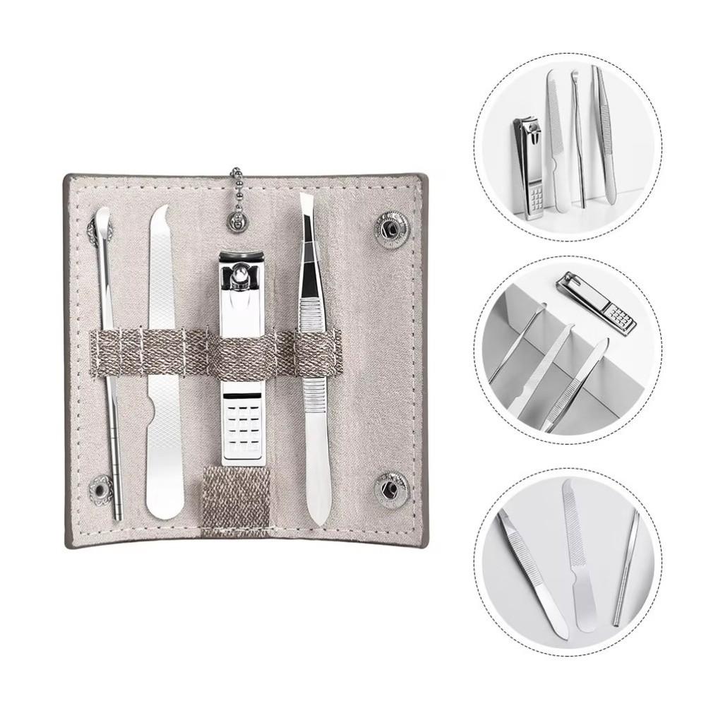 4 in 1 Nail Clipper Kit Stainless Steel Eyebrow Trimming Tool Portable Manicure Tools Set