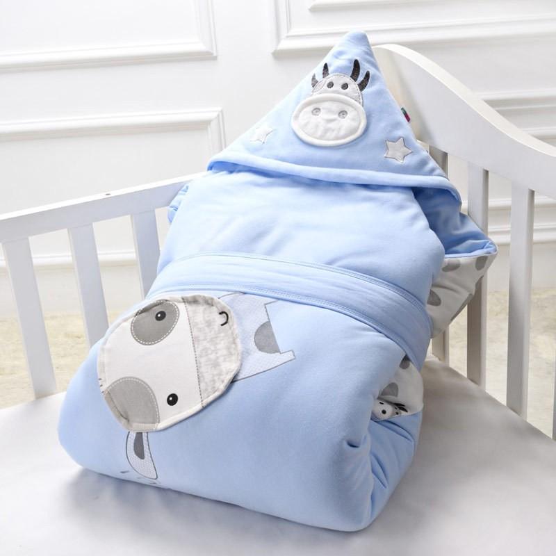 Newborn Cotton Swaddle Blanket Infants 0-12 Months Anti-startle Wrap Winter Thickened 90x90cm