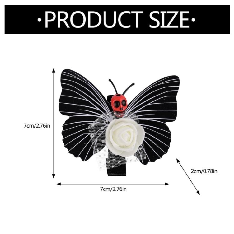 10Pcs Spooky Butterfly Skull Hair Clip Halloween Themed Skeleton Butterfly Hair Clasps Accessory for Costume Fun