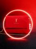 YSL Red Christmas Handbag, Shoulder Bag/Crossbody Bag with Gold Logo, Flap Closure, Luxurious Holiday Makeup Bag, Women's Christmas Gift