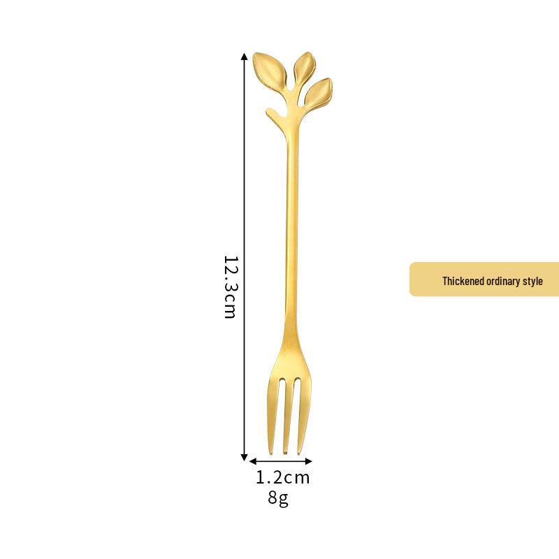 Gold Leaf Stainless Steel Spoon - Creative European Style Fruit, Coffee, Stirring, and Dessert Spoon Gift