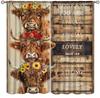 Farmhouse Cow Curtain Funny Animal Butterfly Sunflower Cow Curtains for Western Barn Door Printed Rod Pocket Window Treatments