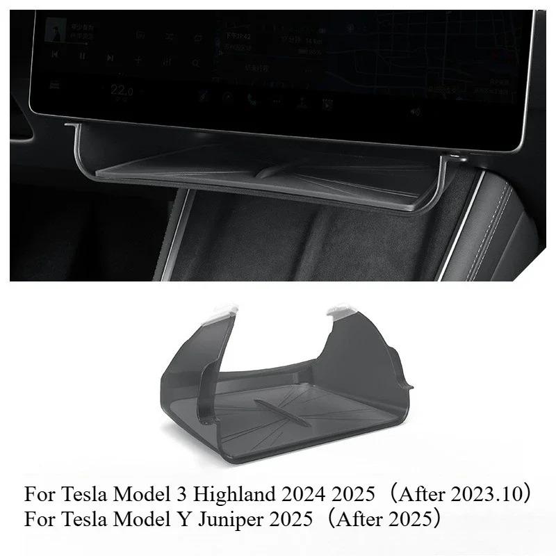 Under Screen Storage Box for Tesla Model Y/YL Juniper 2025 Model 3 Highland Center Control Tissue Organizer Tray Accessories