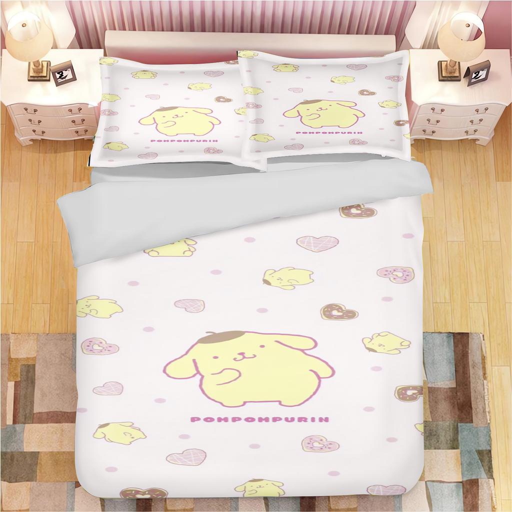 Poszewka na kołdrę z kreskówką Pompompurin Poliester Urocza Drukowana Miękka Pościel Szyta na Miarę Dom Obcy Pokój Dziecięcy Kołdra Prezent dla Dzieci