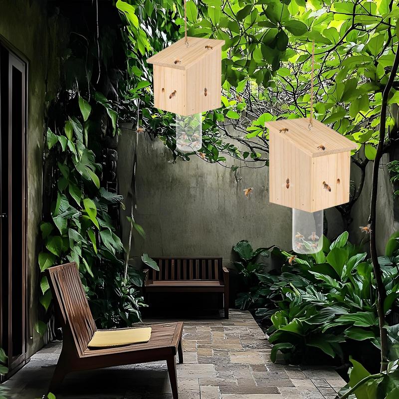 Wood Bee Trap Nature Hangable Wood Carpenter Bee Traps Outdoor Nature Rustic Catching Device For Outdoor Orchard Farm Garden