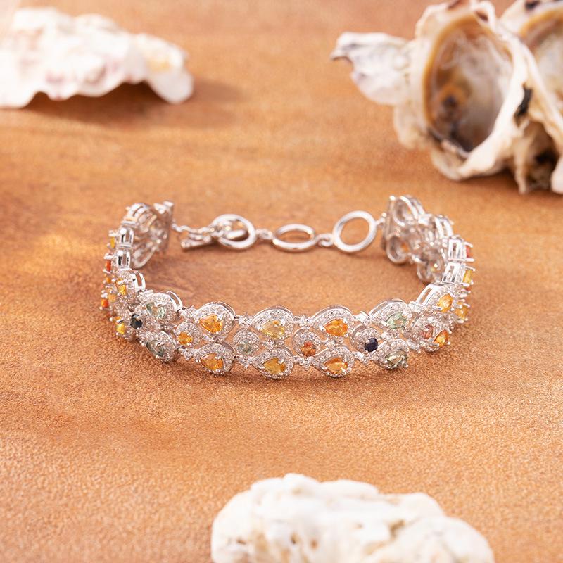 Natural Color Sapphire Bracelet Women'S S925 Sterling Silver Color Treasure Jewelry Xiaohongshu Wechat Channels