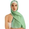 Solid Color Chiffon Hijab Scarf Bubble Pearl Soft Chiffon Headscarf Plain Design Folded Style Shawls Scarf Summer Season