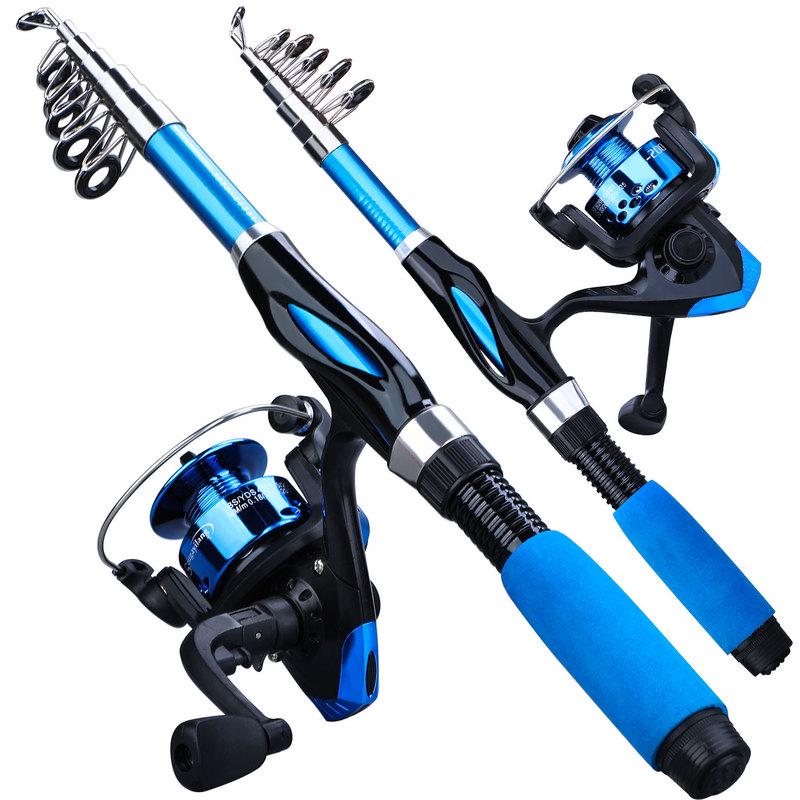 Kit Canne à Pêche Télescopique + Moulinet Complet - Fibre De Carbone, Motif Camouflage - Idéal Débutants, Pêche Voyage