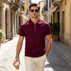 Nové pánské letní jednobarevné vaflové polo tričko: prodyšný, krátkoruký top v business-casual stylu s límcem