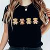 Women's Teddy Bear Pattern T-Shirt Clothing Women's Fashionable Style Women's New Cute Casual Short Sleeved Printed Black T-Shir