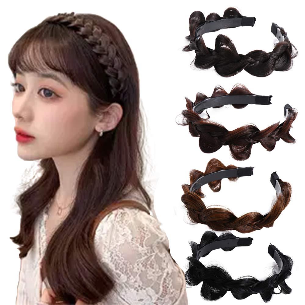 Wide-brimmed Fishbone Braid Female Hairbands Wide Hair Hoop Wig Headband Korean Style Headwear