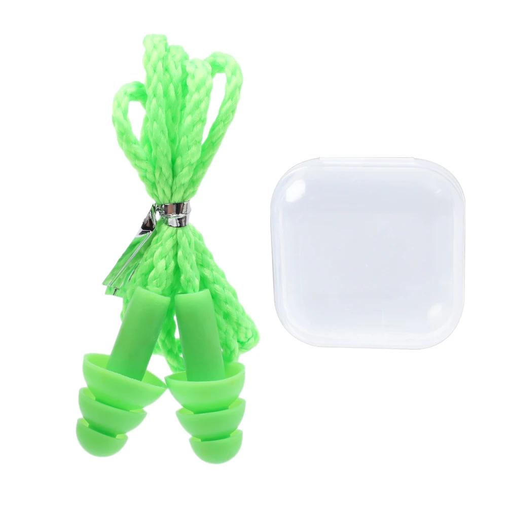 Noise Cancelling Ear Plugs Waterproof Swimming Soft Silicone Corded Earplugs Ears Protector Reusable Headwear Earplugs With Rope