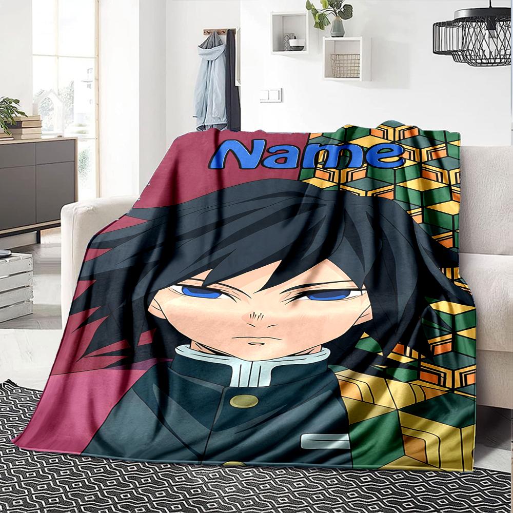 Customiz Name Personality Demon Slayer characters Blanket Soft &Warm Sofa Office Bed Travel Lunch Break Blanket, Gift Suitable All Seasons