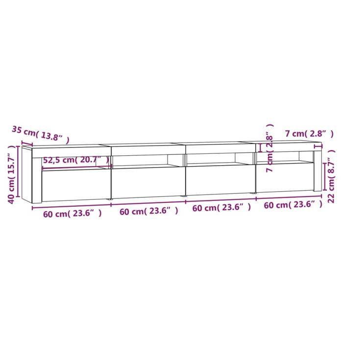 VidaXL Meuble TV avec Lumières LED Centre de Divertissement Rangement Meuble Média Meuble de Salon Salle de Séjour Maison 3152763