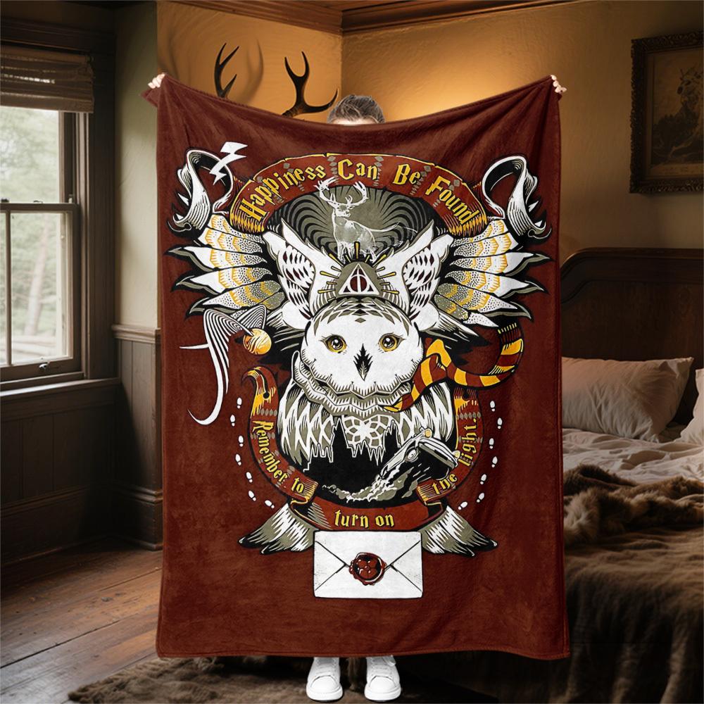 1pc Harry Potter owl Outdoor Flannel Throw Blanket All Season Soft Warmth,Home Decor 1031186