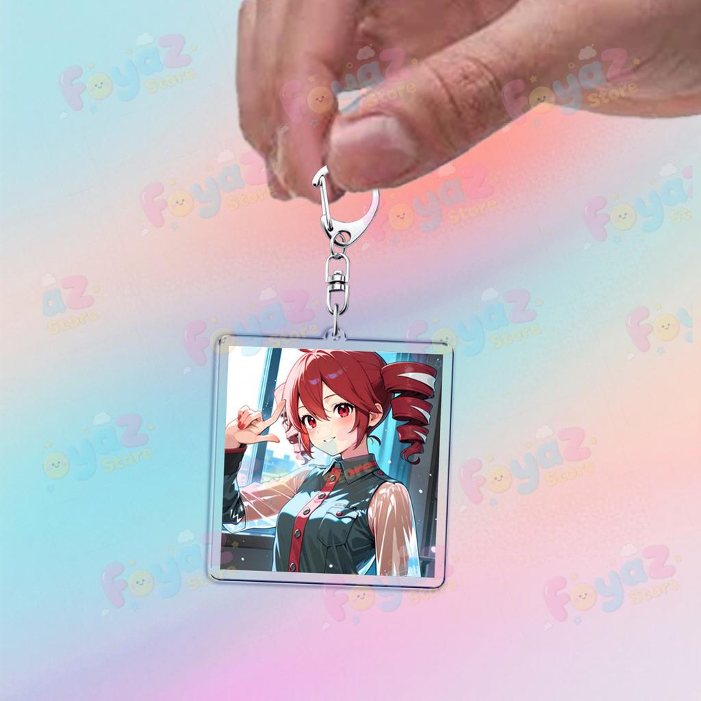 Cute Anime Girl Kasane Teto Keychain Accessories Bag Kawaii Manga Key Ring Chains Jewelry Fans Friends Birthday Gifts