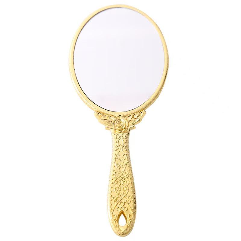 European Retro Princess Style Handheld Beauty Mirror - Portable, High-Definition, Thickened, Ideal for Makeup and Microblading