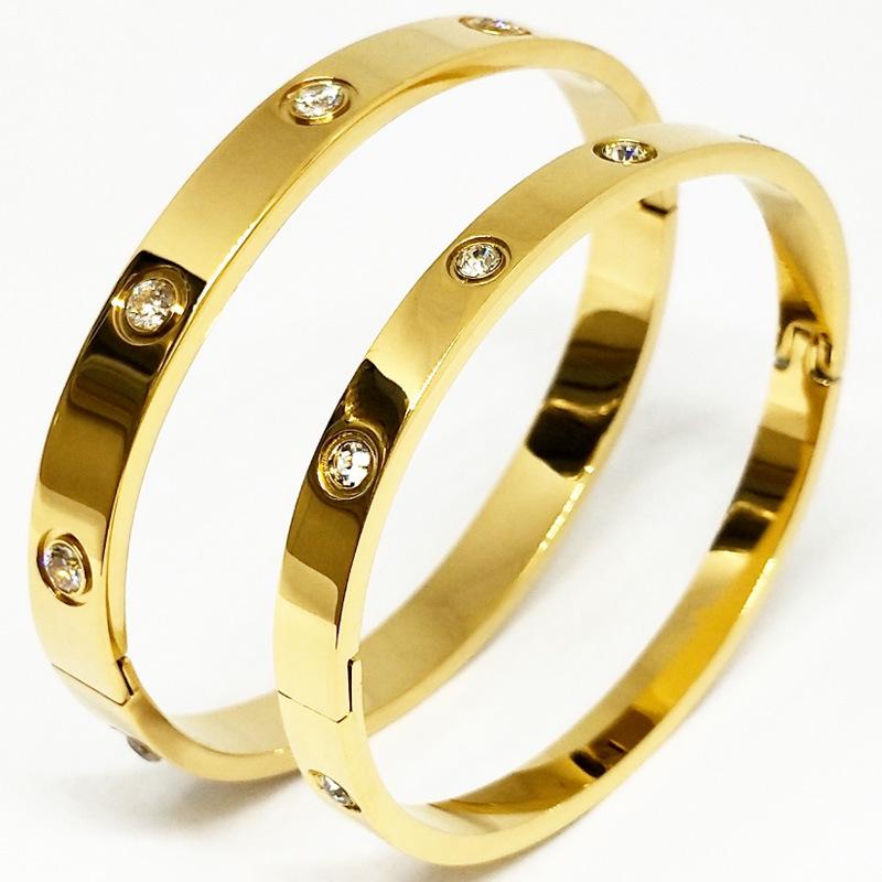 

Стильный трехцветный браслет из титановой стали с бриллиантами для мужчин и женщин