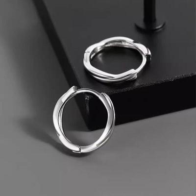 Women's and Men's Couple Cross Round Silver Earrings