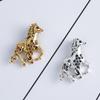 Vintage Rhinestones Alloy Galloping War Horse Zodiac Pony Brooch Pins Women Men Fashion Clothing Accessories Suit Lapel Corsage
