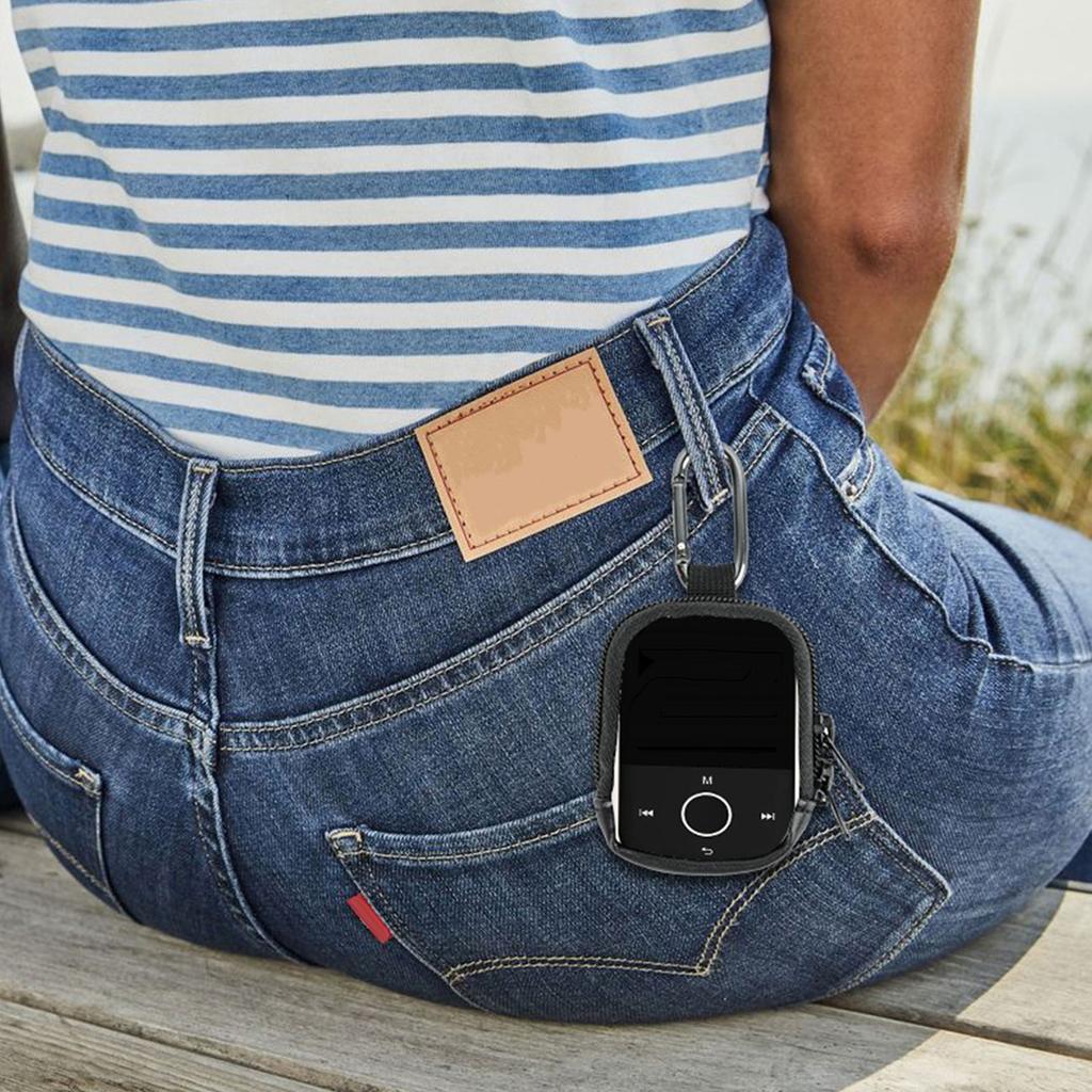 Durable MP3 Storage Bag Carry Case Music Player Case Carabiner Anti Bumps Anti-Drops Drops Dustproof Pouch Protector