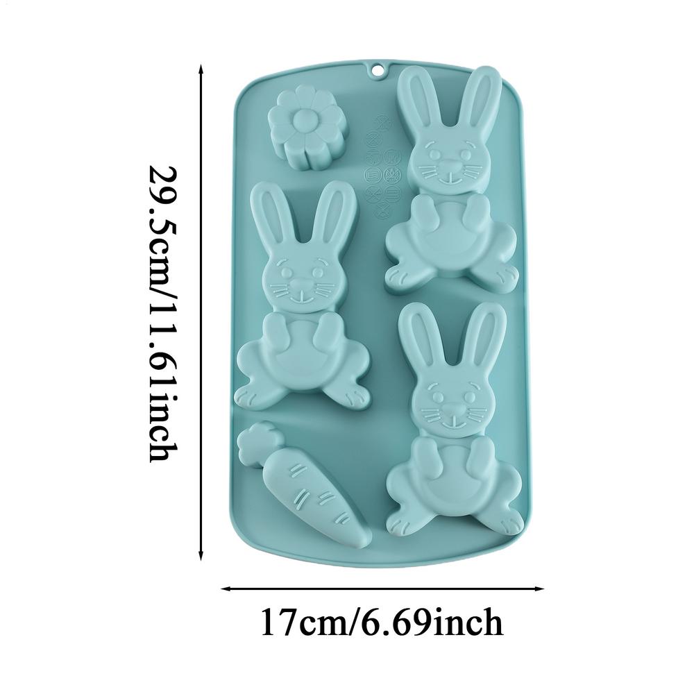 

Easter Bunny Baking Mold Non Stick 3D Bunny Shape Resin Mold for Gummies Ice Jelly Pastry Cake Decoration Soap Chocolate Cupcake синий