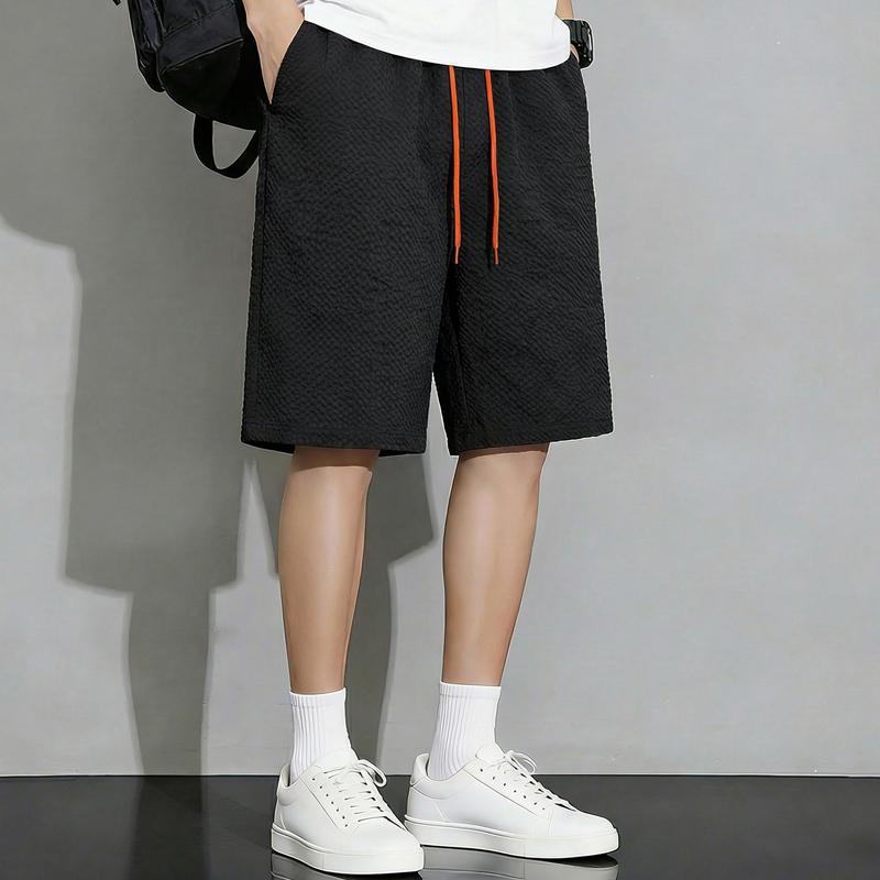 Men's Plus Size Bubble Fabric Sports Shorts, Loose Fit Drawstring Summer Shorts (5XL-12XL)
