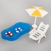 Miniature Doll Pool Set with Swim Ring, Coconut Tree, Sun Umbrella, and Beach Chair - Children's Toy Accessories
