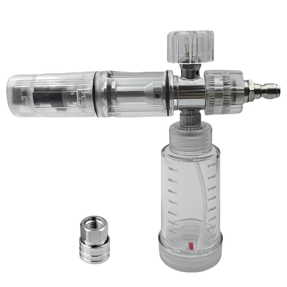 100ml Soap Water Foam Pot with 5 Nozzle Transparent 4500Psi Adjustable Car Wash Foam Sprayer for Cleaning Cars SUVs