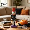 Unique Halloween Party Decoration Nutcracker Wooden Figurine Hand-Painted Skeleton Soldier Ornament Retro Pumpkin Basket Table Centerpiece