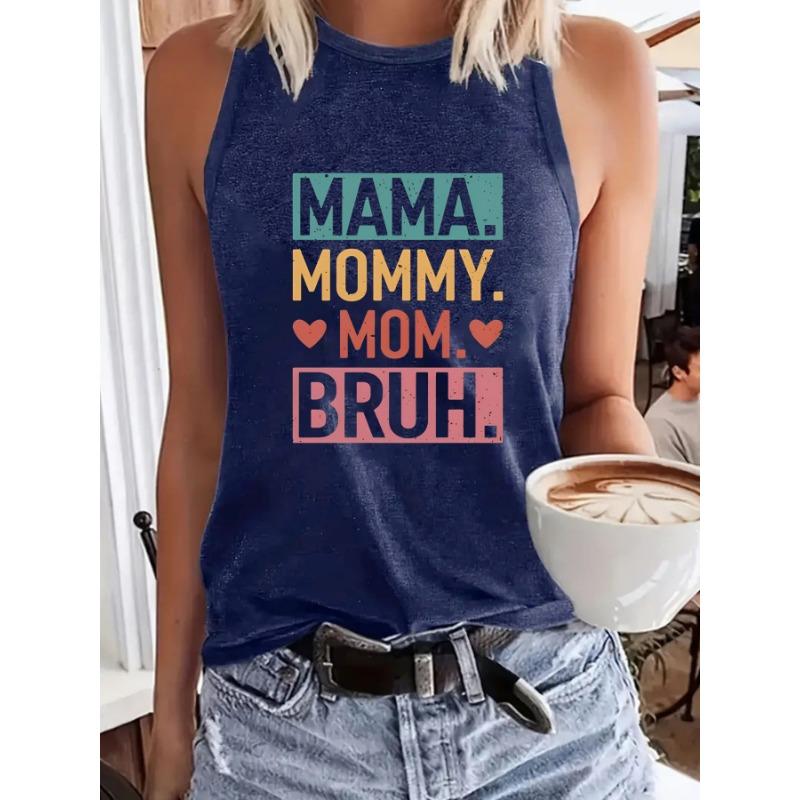 

Женский жилет с круглым вырезом и принтом ко Дню матери, повседневный топ без рукавов на весну и лето XXL темно-синий