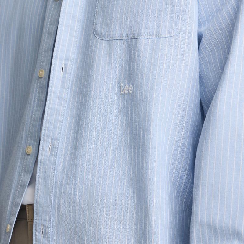 Lee Men's Striped Long-Sleeve Shirt with Embroidered Logo