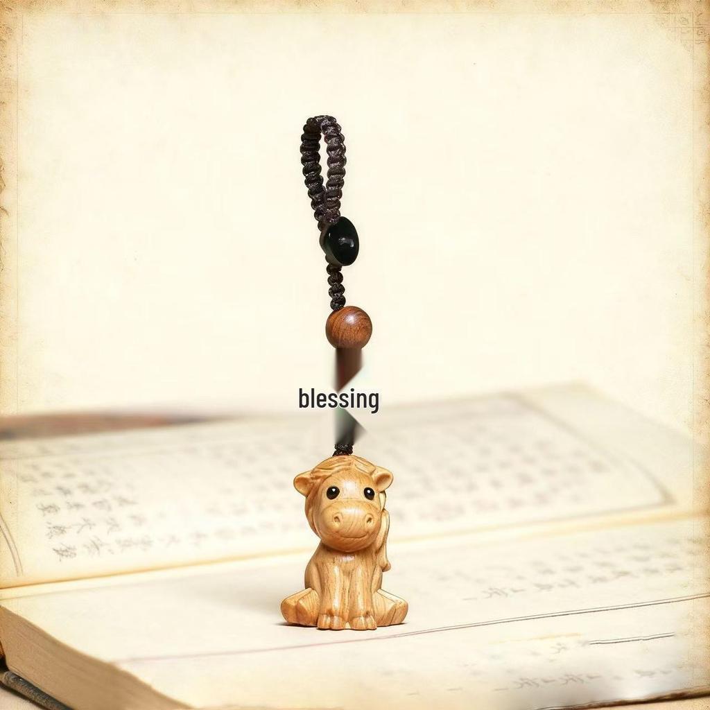 Zodiac Cartoon Wooden Couple Phone Charm & Keyring