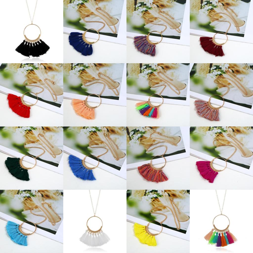 Stylish Pendant Tassel Necklace With Electroplate Finish For Summer Outfits